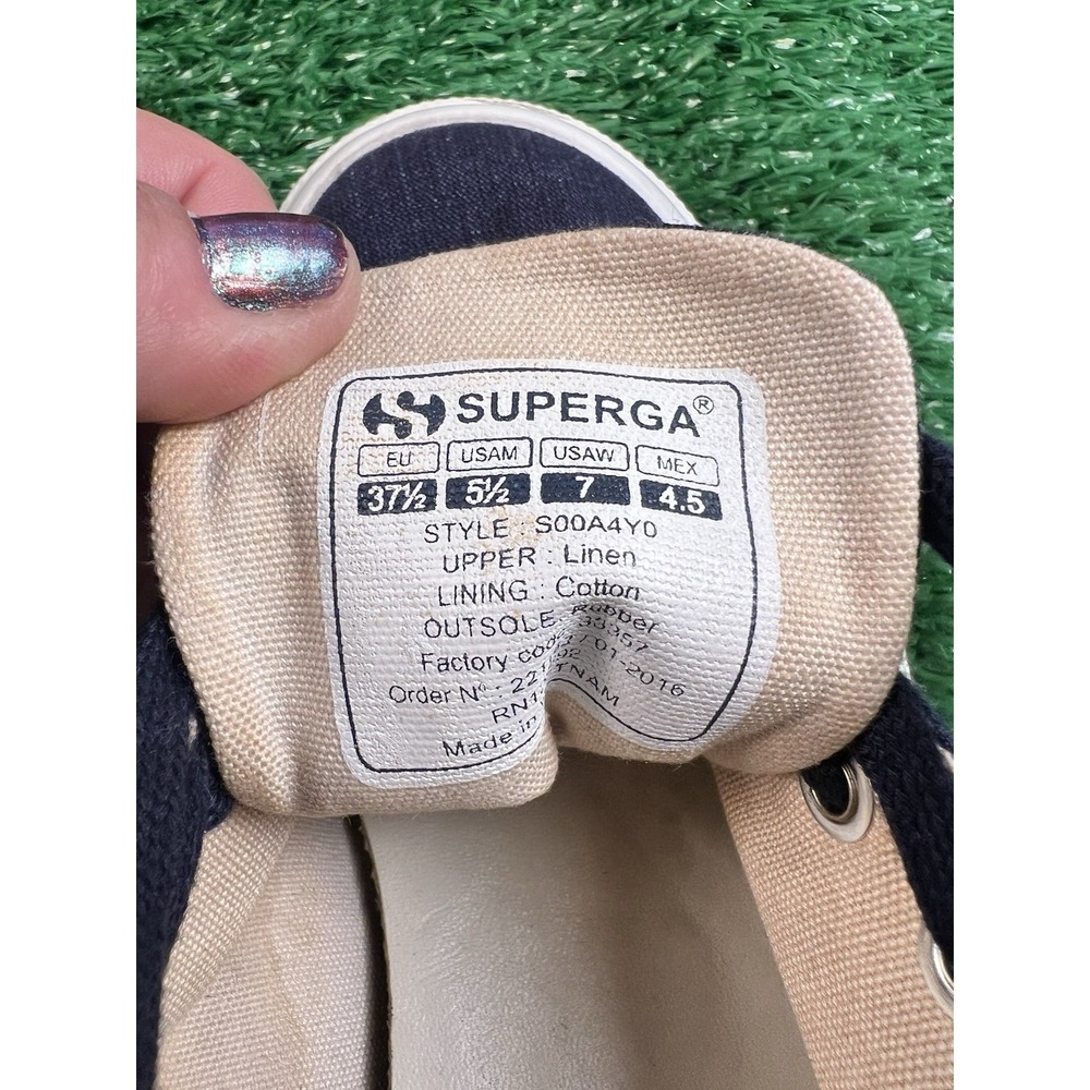 Superga X Jennifer Mayer Collab Navy Denim Sneakers 37.5 US 7 EUC Shoes - Picture 8 of 8